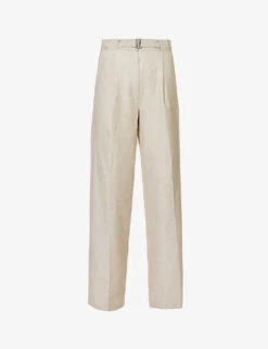Belted Straight-leg Mid-rise Linen And Organic Cotton-blend Trousers