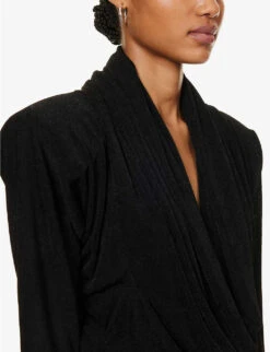 ROTATE Birger Christensen Long-sleeved Hooded Stretch-recycled Polyester Top -Women Clothing Store R04188249 BLACK ALT04