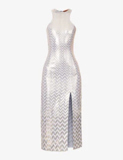 Missoni Chevron-pattern Split-hem Knitted Midi Dress