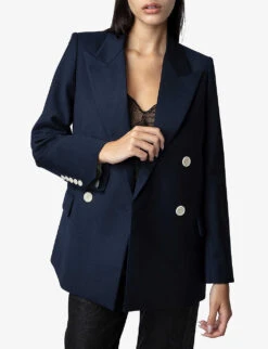 Zadig & Voltaire View Double-breasted Stretch-woven Blazer -Women Clothing Store R04188618 ENCRE ALT02