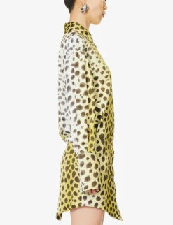Silvye Cheetah-print Satin Mini Dress -Women Clothing Store R04189003 LIGHTYELLOW ALT02