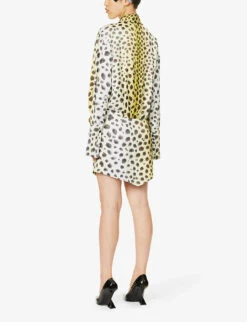 Silvye Cheetah-print Satin Mini Dress -Women Clothing Store R04189003 LIGHTYELLOW ALT03