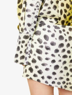 Silvye Cheetah-print Satin Mini Dress -Women Clothing Store R04189003 LIGHTYELLOW ALT04