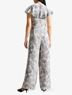 Ted Baker Marlih Cape-sleeve Woven Jumpsuit -Women Clothing Store R04189317 WHITE ALT02