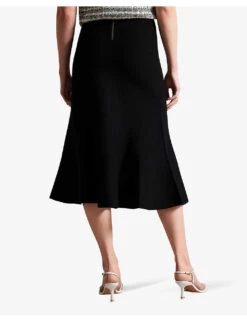 Ted Baker Oliviay A-line Knitted Midi Skirt -Women Clothing Store R04189319 BLACK ALT03