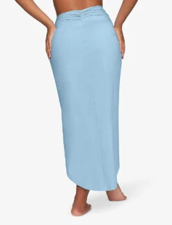 Knot-front Split-leg Recycled Stretch-nylon Sarong -Women Clothing Store R04189610 IRISBLUE ALT03