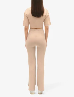 CLAUDIE PIERLOT Split-hem High-rise Straight-leg Woven Trousers -Women Clothing Store R04189893 NATURELS ALT03