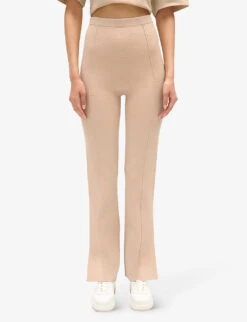CLAUDIE PIERLOT Split-hem High-rise Straight-leg Woven Trousers -Women Clothing Store R04189893 NATURELS ALT04
