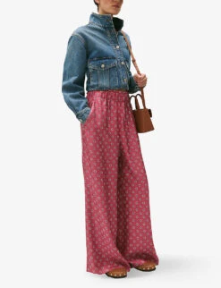 CLAUDIE PIERLOT Pantin Graphic-print Wide-leg High-rise Silk Trousers -Women Clothing Store R04189909 DIVERS ALT02