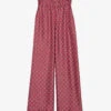 CLAUDIE PIERLOT Pantin Graphic-print Wide-leg High-rise Silk Trousers