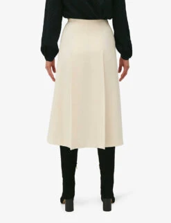 CLAUDIE PIERLOT Saule Chain-embellished Flared-cut Stretch-woven Midi Skirt -Women Clothing Store R04189939 NATURELS ALT03