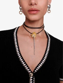 Maje Mimo Contrast-trim Stretch-knit Top -Women Clothing Store R04190009 NOIRGRIS ALT04