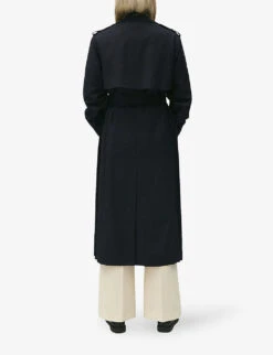 CLAUDIE PIERLOT Gina Monogram-print Double-breasted Stretch-woven Coat -Women Clothing Store R04190063 BLEUS ALT03