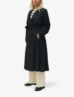 CLAUDIE PIERLOT Gina Monogram-print Double-breasted Stretch-woven Coat -Women Clothing Store R04190063 BLEUS ALT04