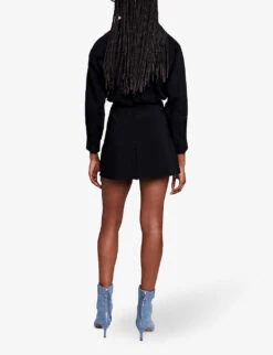 Maje Ilanie Wrap-front Woven Jumpsuit -Women Clothing Store R04190376 NOIRGRIS ALT03