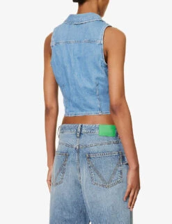 Levis Lilou V-neck Cotton And Hemp-blend Denim Vest -Women Clothing Store R04191372 BLUSHINGDON3 ALT03