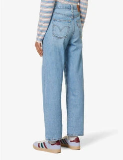 Levis Ribcage Distressed Straight-leg High-rise Jeans -Women Clothing Store R04191397 Z5993MEDIUMINDIGO ALT03