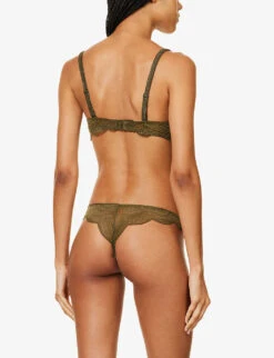 Simone Perele Karma Scallop-trim Stretch-lace Half-cup Bra -Women Clothing Store R04191864 659ADVENTUREGREEN ALT02