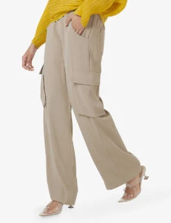 High-rise Leg-pocket Crepe Cargo Trousers -Women Clothing Store R04194009 STONE ALT02