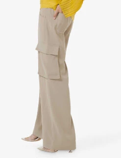 High-rise Leg-pocket Crepe Cargo Trousers -Women Clothing Store R04194009 STONE ALT04