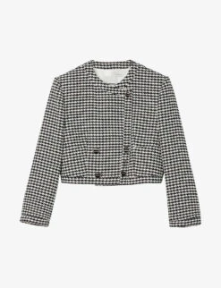 Sandro Villette Cropped Houndstooth Stretch-woven Jacket