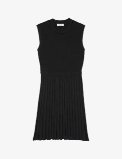 Sandro Logo-embellished Sleeveless Stretch-knit Mini Dress