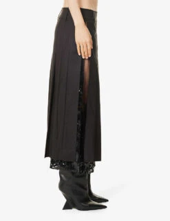 Brone Sequin-embellished Wool Midi Skirt -Women Clothing Store R04195243 CHOCOLATEBLACK ALT02