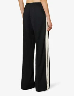 Palm Angels Brand-typography Contrast-tape Woven Jogging Bottoms -Women Clothing Store R04195287 BLACKOFFWHITE ALT03