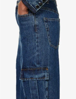SELF PORTRAIT Wide-leg Mid-rise Cargo Jeans -Women Clothing Store R04195767 BLUE ALT04