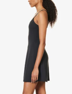 Girlfriend Collective Juliet Scoop-neck Stretch-recycled-polyester Mini Dress -Women Clothing Store R04196145 BLACK ALT02