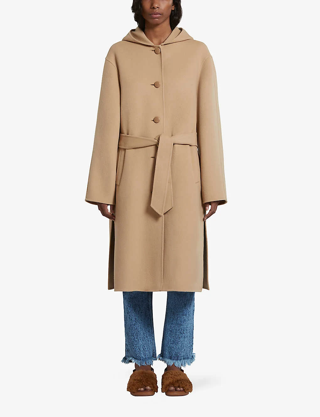 Marni Deconstructed-shoulder Adjustable-belt Relaxed-fit Wool-blend Hooded Coat 3 Marni Deconstructed-shoulder Adjustable-belt Relaxed-fit Wool-blend Hooded Coat - Image 3
