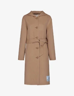 Marni Deconstructed-shoulder Adjustable-belt Relaxed-fit Wool-blend Hooded Coat