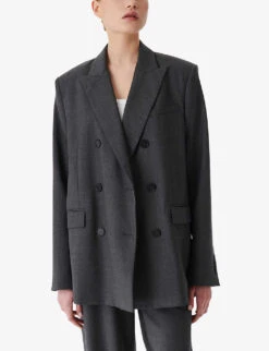 IRO Habana Double-breasted Woven Blazer -Women Clothing Store R04196499 GRY01 ALT02