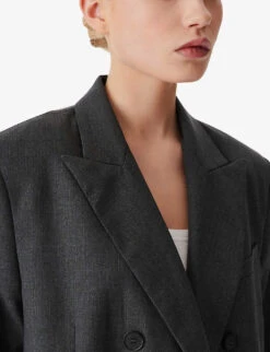 IRO Habana Double-breasted Woven Blazer -Women Clothing Store R04196499 GRY01 ALT04