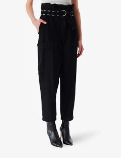 IRO Malti Belted Tapered-leg Mid-rise Denim Jeans -Women Clothing Store R04196522 BLA01 ALT02