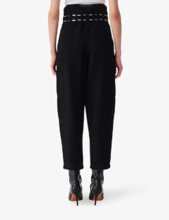 IRO Malti Belted Tapered-leg Mid-rise Denim Jeans -Women Clothing Store R04196522 BLA01 ALT03