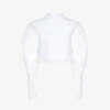 ALAIA Cropped Puffed-shoulders Cotton Top