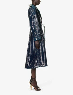 ALAIA Double-breasted Notched-lapel Regular-fit Wool-blend Trench Coat -Women Clothing Store R04196666 BLEUPETROLE ALT02