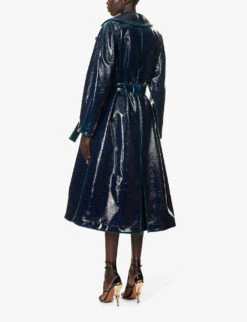 ALAIA Double-breasted Notched-lapel Regular-fit Wool-blend Trench Coat -Women Clothing Store R04196666 BLEUPETROLE ALT03