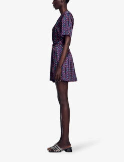 Sandro Curry Graphic-print Satin Jumpsuit -Women Clothing Store R04197510 BLEUS ALT02