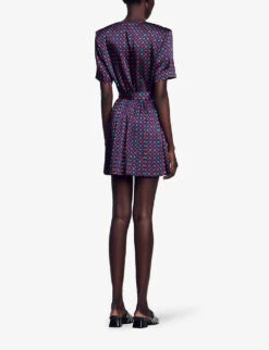 Sandro Curry Graphic-print Satin Jumpsuit -Women Clothing Store R04197510 BLEUS ALT03