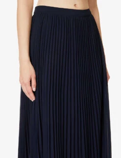SELF PORTRAIT Contrast-panel Flared-hem Woven Maxi Dress -Women Clothing Store R04198073 NAVY ALT04