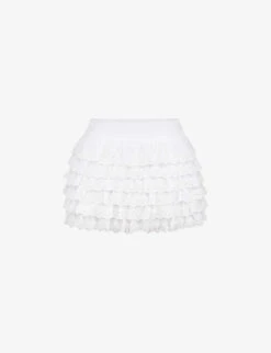 Fifi Broderie-anglaise Ruffle-detail Stretch-cotton Mini Skirt