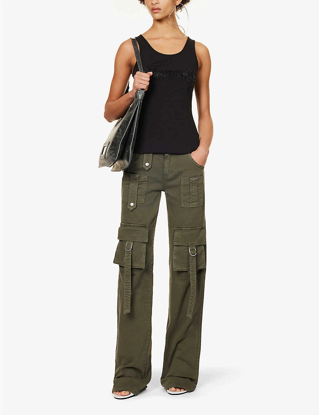 Blumarine Brand-patch Flap-pocket Mid-rise Straight-leg Denim Cargo Trousers 2 Blumarine Brand-patch Flap-pocket Mid-rise Straight-leg Denim Cargo Trousers - Image 2