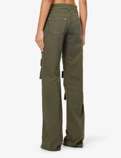 Blumarine Brand-patch Flap-pocket Mid-rise Straight-leg Denim Cargo Trousers 8 Blumarine Brand-patch Flap-pocket Mid-rise Straight-leg Denim Cargo Trousers -Women Clothing Store R04199727 DARKOLIVE ALT03
