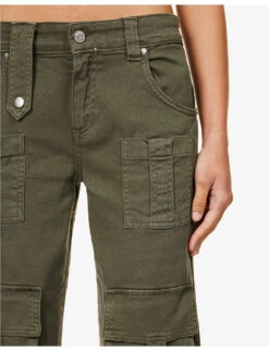 Blumarine Brand-patch Flap-pocket Mid-rise Straight-leg Denim Cargo Trousers 9 Blumarine Brand-patch Flap-pocket Mid-rise Straight-leg Denim Cargo Trousers -Women Clothing Store R04199727 DARKOLIVE ALT04