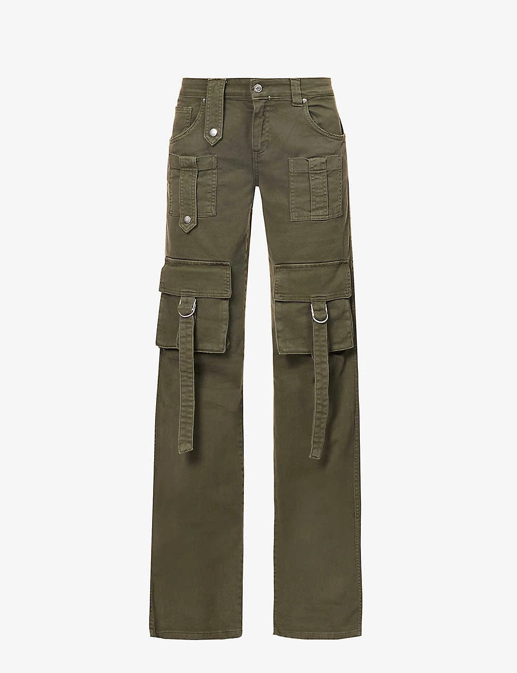 Blumarine Brand-patch Flap-pocket Mid-rise Straight-leg Denim Cargo Trousers 1 Blumarine Brand-patch Flap-pocket Mid-rise Straight-leg Denim Cargo Trousers