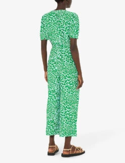 Whistles Smooth Leopard-print Puff-sleeve Woven Jumpsuit -Women Clothing Store R04201829 MULTICOLOURED ALT02