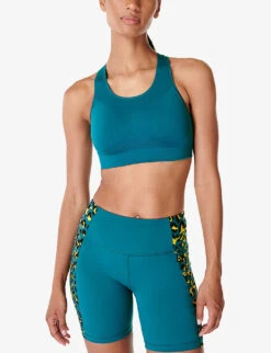 Sweaty Betty Stamina Racerback Stretch-woven Sports Bra -Women Clothing Store R04202153 CABINBLUE ALT02