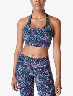 Sweaty Betty Power Medium-impact Stretch-woven Sports Bra -Women Clothing Store R04202155 PINKSCATTEREDPETAL ALT02